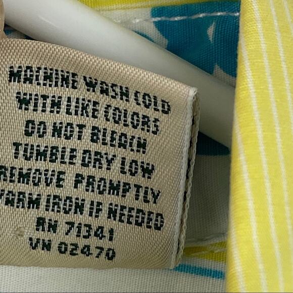 L.L. Bean Striped Shirt Turn Up Cuffs Floral Sz S - Picture 7 of 7